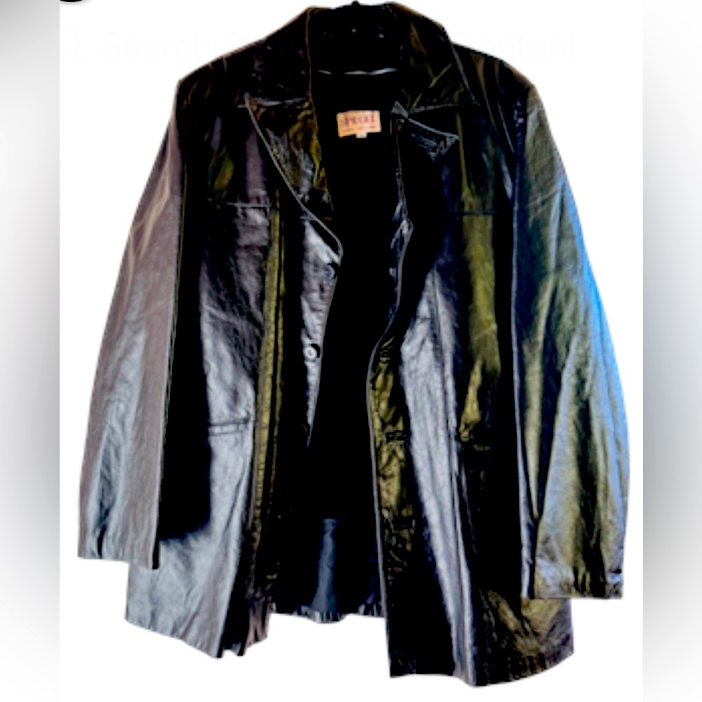 Black Spiegel Leather Coat with removable liner